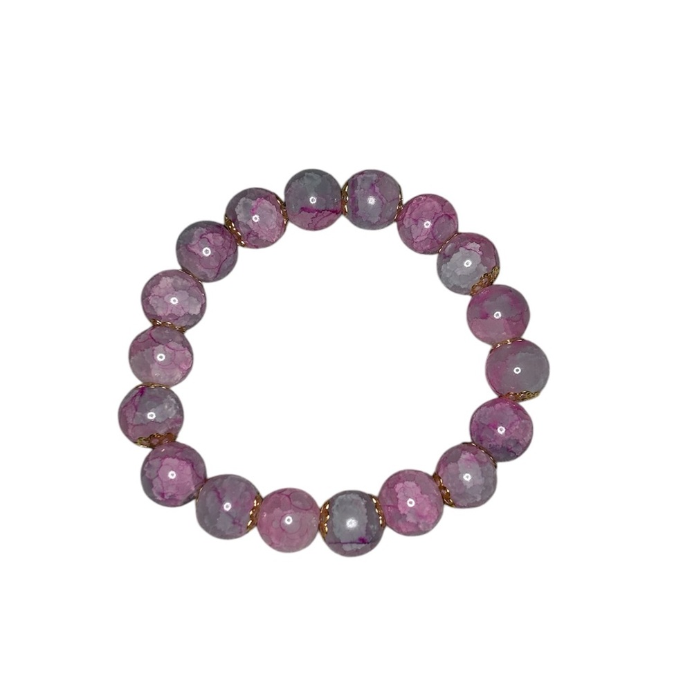 Pink Cracked Glass Beaded Bracelet NWOT